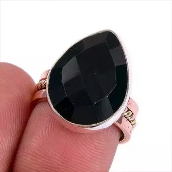 Кольцо из стерлингового серебра 925 пробы с натуральным черным драгоценным камнем Onex S.6 F2w66