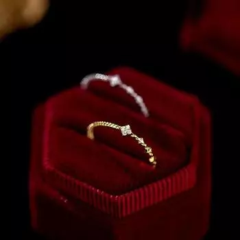 Кольцо из стерлингового серебра 925 пробы с четырьмя листьями, женское, простое, модное, с бриллиантами, легкое, роскошное, с особым интересным дизайном, открытое кольцо opening adjustable