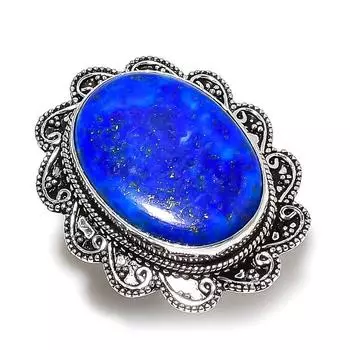 Кольцо из стерлингового серебра 925 пробы с натуральным лазуритом ручной работы, размер 6,5 v6y93