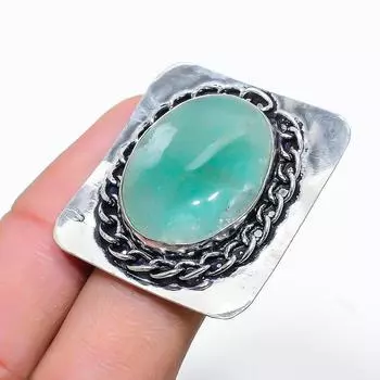 Кольцо из стерлингового серебра 925 пробы с натуральным драгоценным камнем хризопраз ручной работы, размер 7,5 v4F44