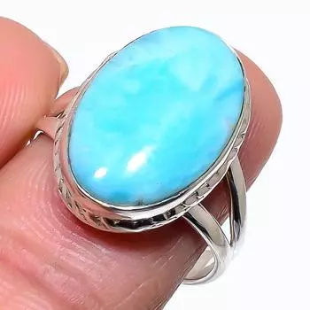 Кольцо из стерлингового серебра 925 пробы с драгоценным камнем ларимаром Natural Republic, размер 8,5 j0H10
