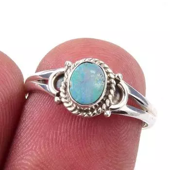 Кольцо из стерлингового серебра 925 пробы с натуральным австралийским опалом S.6 o7O21