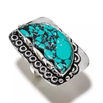 Кольцо из стерлингового серебра 925 пробы с натуральным бирюзовым камнем Santa Rosa, размер 6 W1f46