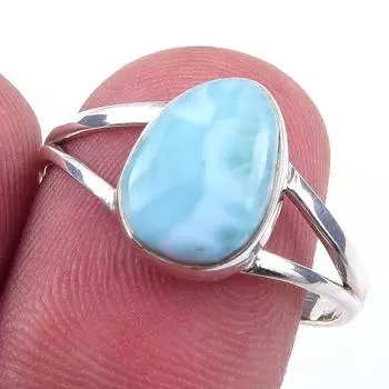 Кольцо из стерлингового серебра 925 пробы с драгоценным камнем Natural Republic Larimar S.9 G7n88