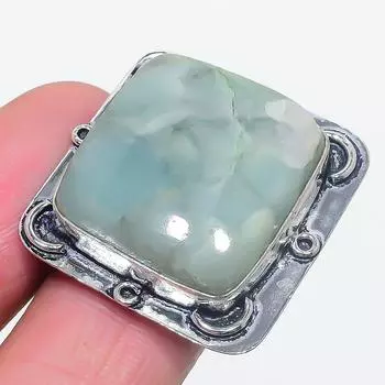 Кольцо из стерлингового серебра 925 пробы с натуральным аквамарином, размер 9 y1w21