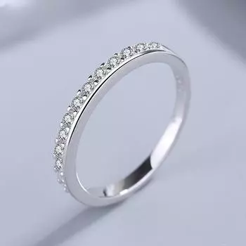 Кольцо из стерлингового серебра 925 пробы в корейском стиле с однорядным бриллиантом для женщин, модное и универсальное модное кольцо, полностью украшенное драгоценными камнями 6