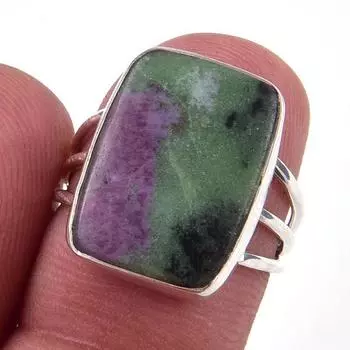 Кольцо из стерлингового серебра 925 пробы с рубином в цоизите, изготовленное вручную в лаборатории S.6 n0q03