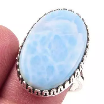 Кольцо из стерлингового серебра 925 пробы с драгоценным камнем Natural Republic Larimar S.9 e6C76