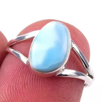 Кольцо из стерлингового серебра 925 пробы с драгоценным камнем Natural Republic Larimar S.6 n8L13