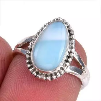 Кольцо из стерлингового серебра 925 пробы с драгоценным камнем Natural Republic Larimar S.6 t9N76