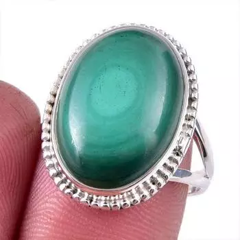 Кольцо из стерлингового серебра 925 пробы с натуральным малахитом, размер 8 L5q56