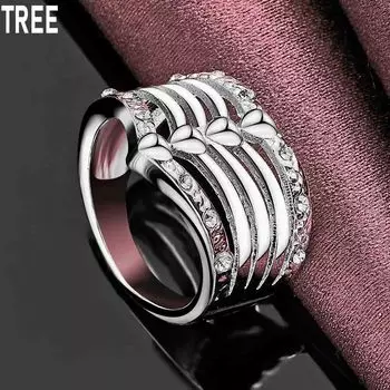 Кольцо из стерлингового серебра 925 пробы с кристаллом циркония AAA, изысканное модное свадебное украшение 7#