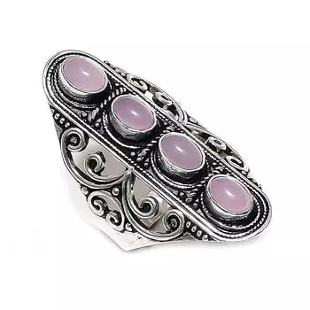 Кольцо из стерлингового серебра 925 пробы с натуральным розовым халцедоном, размер 9,5 R7t83