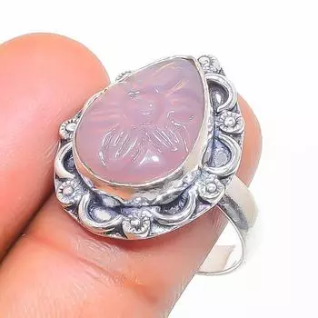 Кольцо из стерлингового серебра 925 пробы с натуральным фиолетовым халцедоном, размер 8 Z1G20