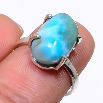 Кольцо из стерлингового серебра 925 пробы с драгоценным камнем Natural Republic Larimar S.7 k3V76
