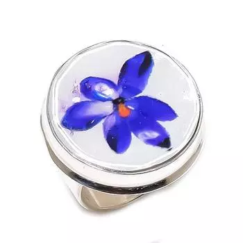 Кольцо из стерлингового серебра 925 пробы с натуральным стеклянным драгоценным камнем Dicorich, размер 8 F1o00