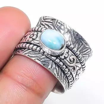 Кольцо из стерлингового серебра 925 пробы с драгоценным камнем ларимаром Natural Republic, размер 7,5 г1Z63