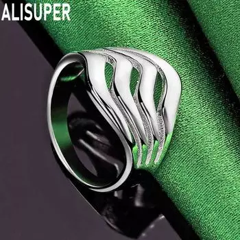 Кольцо из стерлингового серебра 925 пробы с четырьмя линиями и гладкой поверхностью, модное, изящное, свадебное украшение 6#