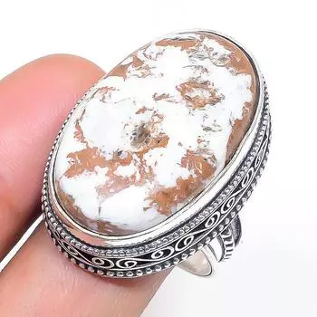 Кольцо из стерлингового серебра 925 пробы с натуральным диким конем, размер 10, a9T83