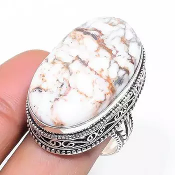 Кольцо из стерлингового серебра 925 пробы с натуральным диким камнем в виде лошади, размер 8 d8S06