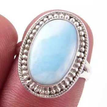 Кольцо из стерлингового серебра 925 пробы с драгоценным камнем Natural Republic Larimar S.6 v5P44