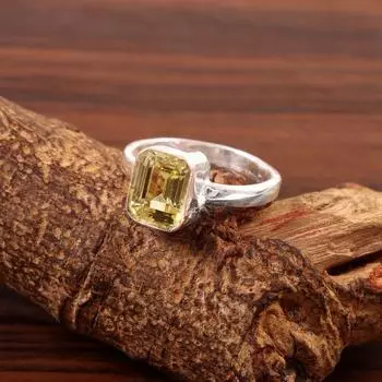 Кольцо из стерлингового серебра 925 пробы, кольцо с желтым сапфиром, кольцо с сияющим драгоценным камнем, эффектное кольцо, свадебное кольцо, обручальное кольцо, подарок на день рождения M жёлтый