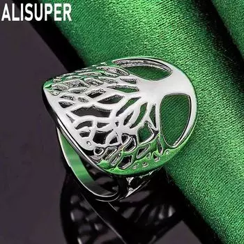 Кольцо из стерлингового серебра 925 пробы с круглой формой дерева, модное изящное свадебное украшение 6#