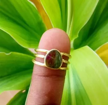 Кольцо из стерлингового серебра 925 пробы с редким арбузным турмалином, размер 5, рождественский подарок 5 US