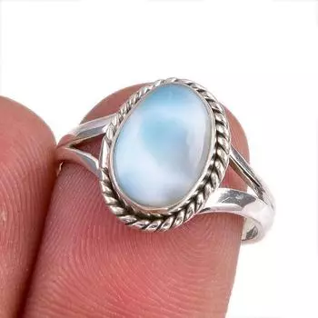 Кольцо из стерлингового серебра 925 пробы с драгоценным камнем Natural Republic Larimar S.7 L9c15