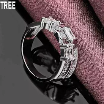 Кольцо из стерлингового серебра 925 пробы с круглым квадратным цирконием AAA, изысканное модное свадебное украшение 7#