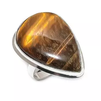 Кольцо из стерлингового серебра 925 пробы с натуральным тигровым глазом, размер 7,5 z4O98