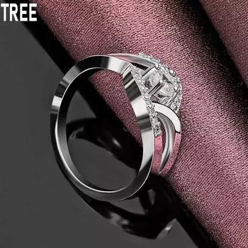 Кольцо из стерлингового серебра 925 пробы с круглым цирконием AAA, изысканное модное свадебное украшение 8#