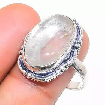 Кольцо из стерлингового серебра 925 пробы с натуральным золотым рутилом, размер 9 v7c91