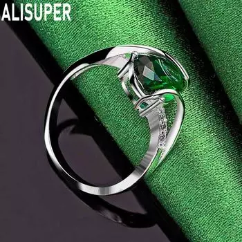 Кольцо из стерлингового серебра 925 пробы с зеленым цирконом AAA, модное, изящное, свадебное украшение 7#
