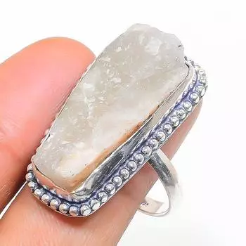 Кольцо из стерлингового серебра 925 пробы с натуральным оранжевым серафинитом, размер 10 I6O52