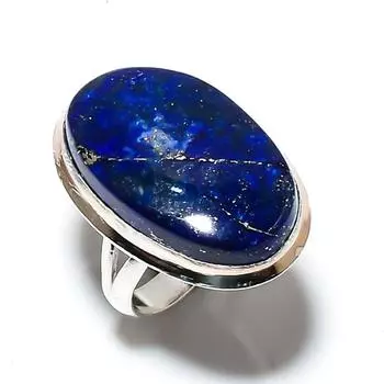 Кольцо из стерлингового серебра 925 пробы с натуральным лазуритом ручной работы, размер 7 k9p76