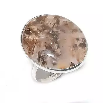 Кольцо из стерлингового серебра 925 пробы с натуральным золотым рутилом, размер 9 z9e18