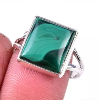 Кольцо из стерлингового серебра 925 пробы с натуральным малахитом, размер 9 Q9Q85
