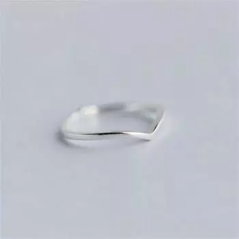 Кольцо из стерлингового серебра 925 пробы с геометрическим V-образным вырезом для женщин, ювелирное украшение, регулируемое открытое кольцо для вечеринки, дня рождения, подарка resizable серебряный