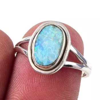 Кольцо из стерлингового серебра 925 пробы с натуральным австралийским опалом S.7 L0J28
