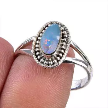 Кольцо из стерлингового серебра 925 пробы с натуральным австралийским опалом, размер 9,5 G0i46