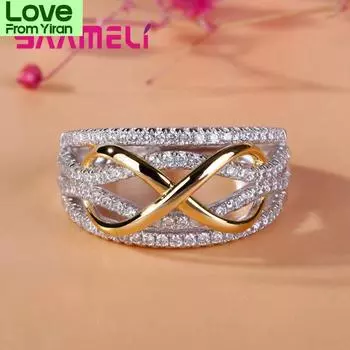 Кольцо из стерлингового серебра 925 пробы с изображением бесконечности любви, блестящий кубический циркон, бант, буква 8, обещание вечности, ювелирное изделие для женщины, подруги 8