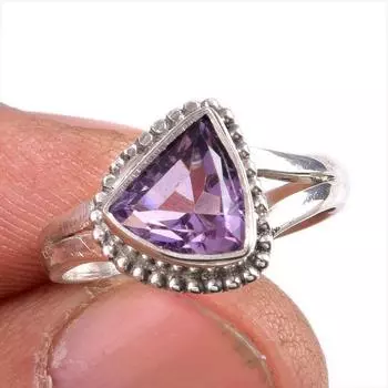 Кольцо из стерлингового серебра 925 пробы с натуральным розовым аметистом и драгоценным камнем S.6 E9D14