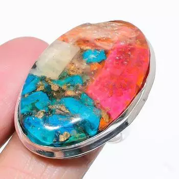 Кольцо из стерлингового серебра 925 пробы с натуральным драгоценным камнем колючей устрицы, размер 8 y4b22 ручной работы