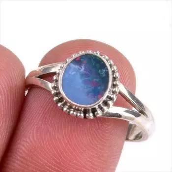 Кольцо из стерлингового серебра 925 пробы с натуральным австралийским опалом S.8 t7F23