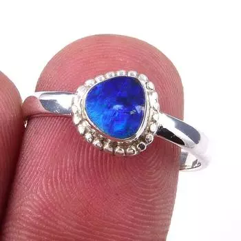 Кольцо из стерлингового серебра 925 пробы с натуральным австралийским опалом S.8 N3A87