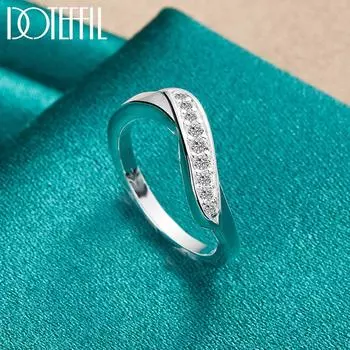 Кольцо из стерлингового серебра 925 пробы с витым цирконом класса ААА, модные свадебные украшения 7#