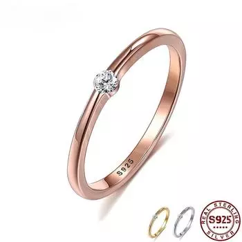 Кольцо из стерлингового серебра 925 пробы с кубическим цирконием, простое, разноцветное, изящное, подарок на свадьбу любимому человеку 9