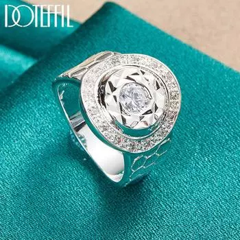 Кольцо из стерлингового серебра 925 пробы с круглым цирконием AAA, модные свадебные украшения 7#