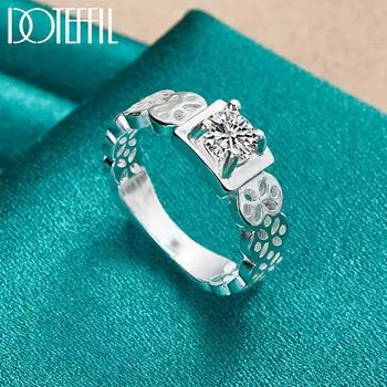 Кольцо из стерлингового серебра 925 пробы с ажурным узором и цирконием, модные свадебные украшения 7#